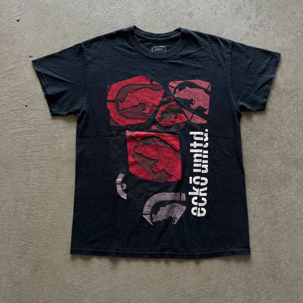Vintage Y2K Ecko Unltd Shirt‎ Size Medium Black Rhino Logo Graphic Skater